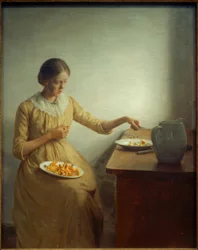 Girl Cleaning Chanterelles